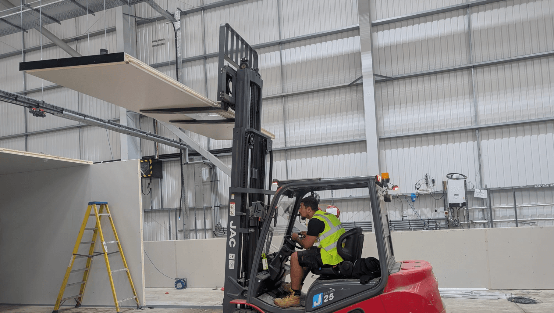 Crewsaders operative using a forklift to move industrial infrastructure during the Fairman Knight & Sons relocation project